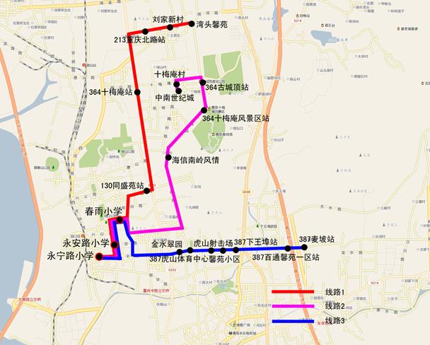 [山東]青島李滄區小學線路圖（永寧路小學、永安路小學、春雨小學）