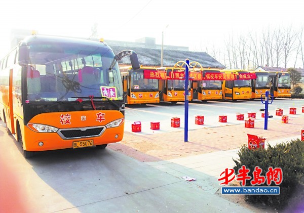 11輛嶄新校車等候上路。
